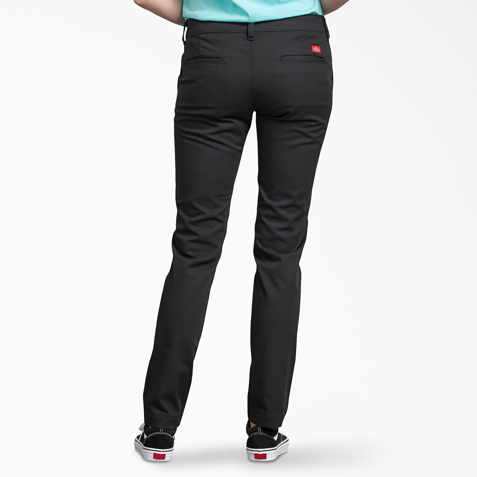 Rinsed Black 14 Skinny Stretch Twill Pant Dickies Womens Mid-Rise
